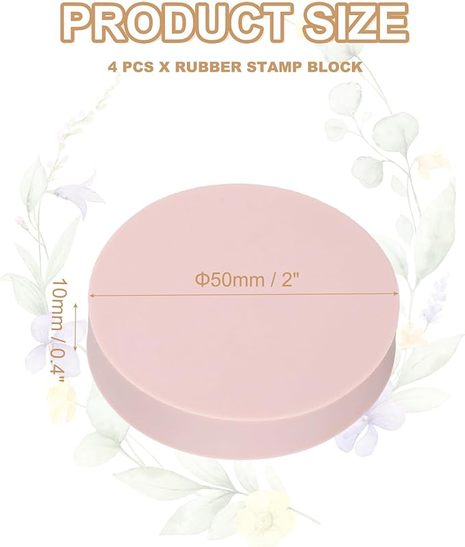 PATIKIL 4Pcs 2" Rubber Carving Blocks, Soft Linoleum Art Carving Block Round Crafts Stamp Making for Printmaking Stamps Carving Supplies, Pink