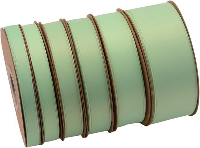 Double Side Satin Ribbon, Continuous 20 Yards,Use for Craft Bows Bouquet, Gift Wrapping, Wedding Decoration, Floral Arrangement (Light Green, 4/5 inch)