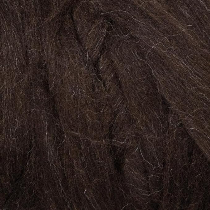 Natural Wool Bulk roving Yarn, 2 lb. Best Wool Spinning,Giant arm Knitting, Felting, Chunky Blankets Tapestry thow XXL Plaid un-Dyed. (Dark Brown Chocolate, 2 lb)