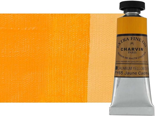 Charvin Extra Fine Oil Paint, Cadmium Yellow Deep 20 mL - Triple-Milled, Rich Texture, Poppy Oil-Based, Light-Fast, Handmade, Archival Quality