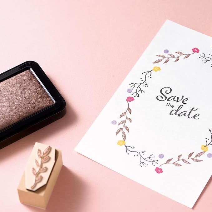 IROMOYO KOSAI Stamp PAD, Traditional, Shimmering Japanese Ink Colour, Oil-Based Ink pad - Pink
