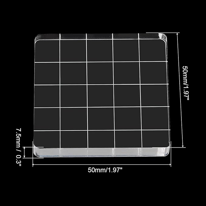 PATIKIL 2" x 2" Acrylic Stamp Block, 2 Pack Clear Stamping Block with Grid Lines Decorative Mounting Blocks Square for Scrapbooking DIY Crafts Card Making