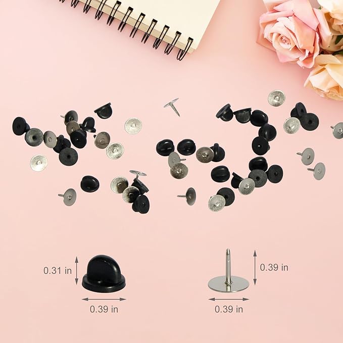 80 Pairs Rubber Pin Backs, 9mm×10mm Butterfly Clutch Backings, Craft Making Blank Pins Holder & Tie Tacks Keepers for Lapel Enamel Pins (80)