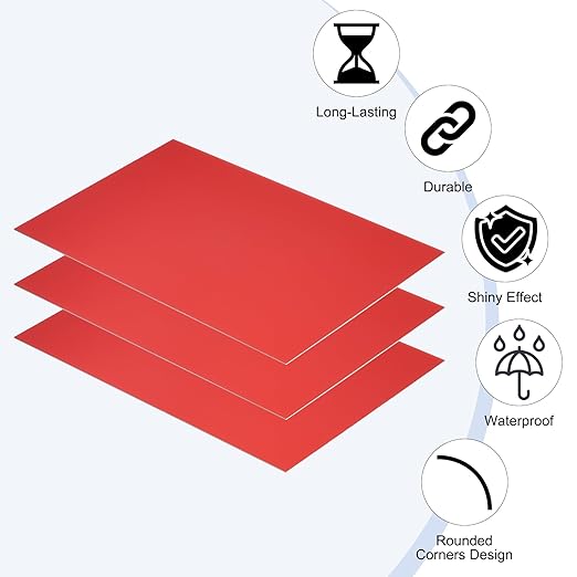 PATIKIL 8x12 Inch Anodized Aluminum Sheet Metal, 3Pcs Laser Plates Engraving Blanks 0.5MM Thin Rectangle for Crafting DIY House Laser Engraving, Red