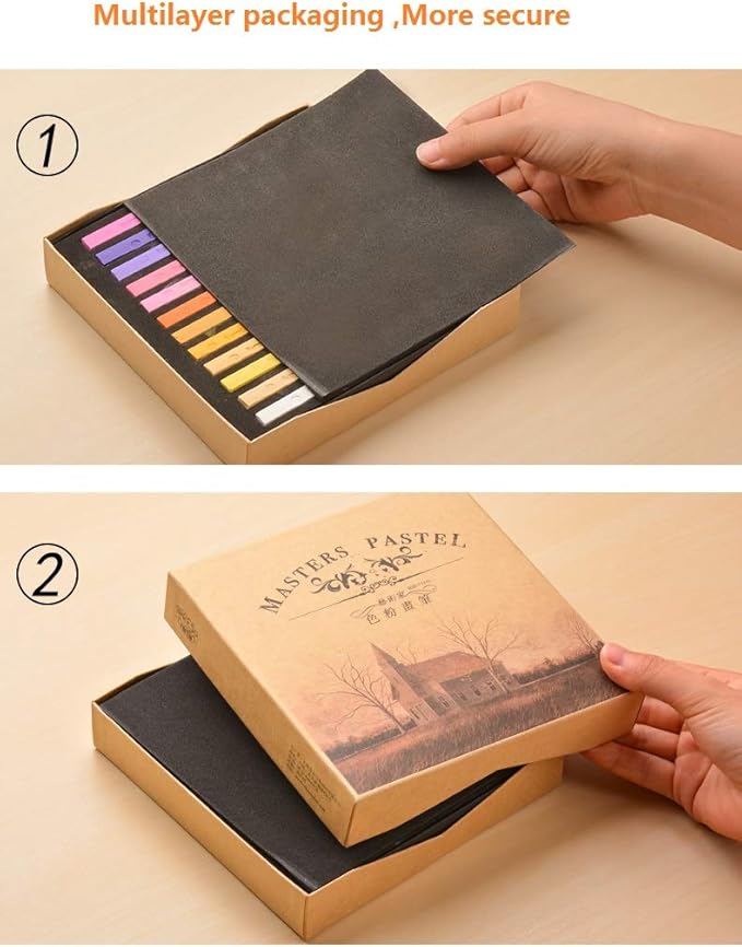 Non Toxic Artist Pastels,Square Soft Pastels Set,Chalks 12/24/36/48 Colors Soft Dry Pastel Artist Chalk Pastel Sticks for Office School Art Drawing Painting Supplies Professional Art Pastel (12Pcs)