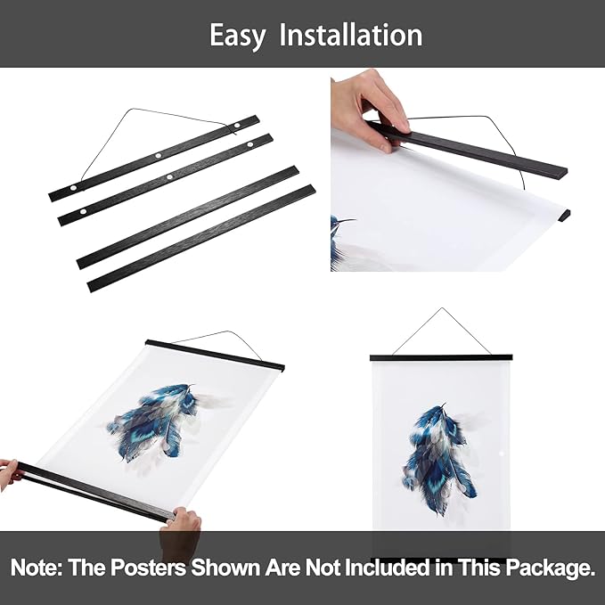 WITCOLOR Magnetic Poster Hanger Frame, Black Magnet Poster Frame 12x16 12x18 12x36 for Paintings, Photos, Maps, Scrolls, Picture, Canvas Works and Art Prints
