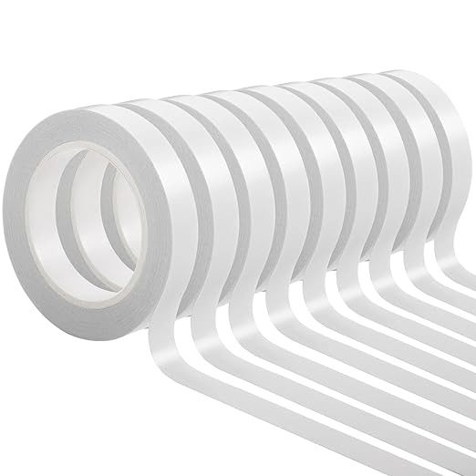 9 Rolls Double Sided Tape for Crafts, Strong Double-Sided Tape, Scrapbook Tape, Double-Sided Adhesive Tape for Arts, Card Making, Scrapbooking Supplies, Gift Wrapping (0.4 in X 26.25Ft)