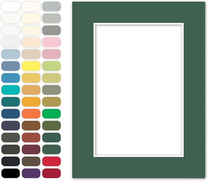 Poster Master Hunter Green Matboard – 4-Ply Acid-Free Picture Mat Board with 45° Beveled Cut, Made in USA, Custom Cut to Any Size, 1/16" Thickness for Framing & Displays