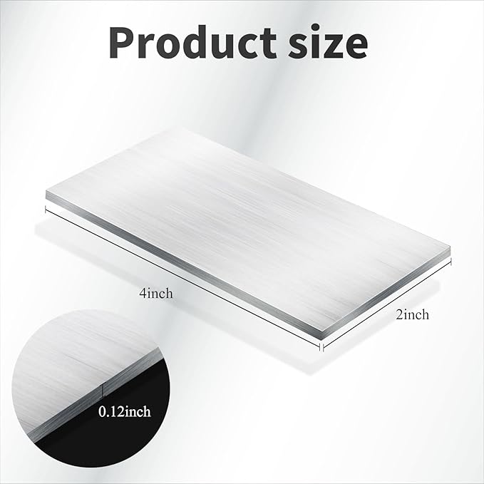 Amyhill 12 Pcs Aluminum Sheet Metal 2 x 4 x 1/8 (0.13”) Inch Thin Flat Plain Aluminum Plate, Welding Accessories Practice Beginner for Mig Tig Stick Mma Arc Gas Heat Treatable for Crafting Industry