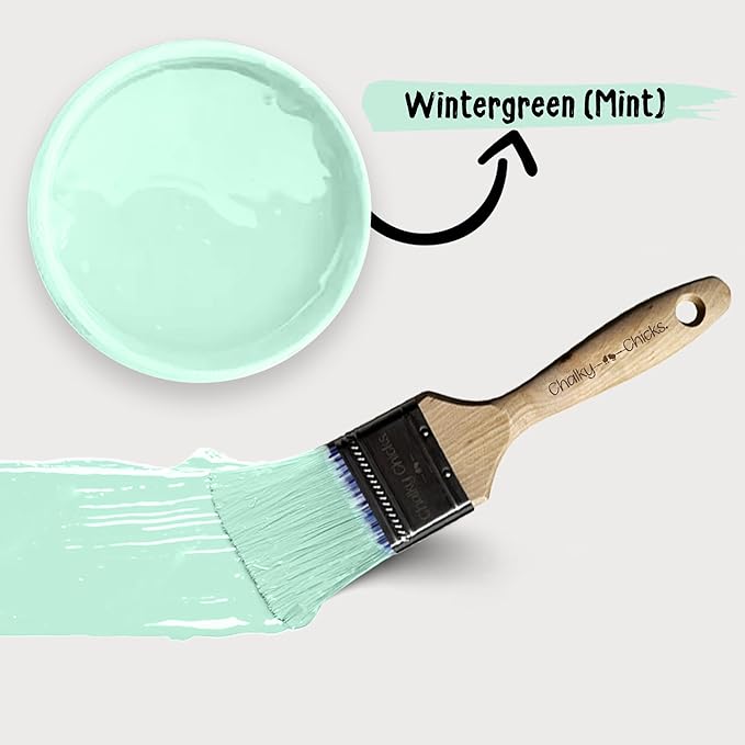 Chalky Chicks All-in-One Chalk Paint for Furniture or Cabinet - 8 Fl Oz - Matte Finish Wintergreen (Mint) for Metal, Wood Furniture Paint - No Sanding All-in-One for Home Decor & Crafts, USA Made