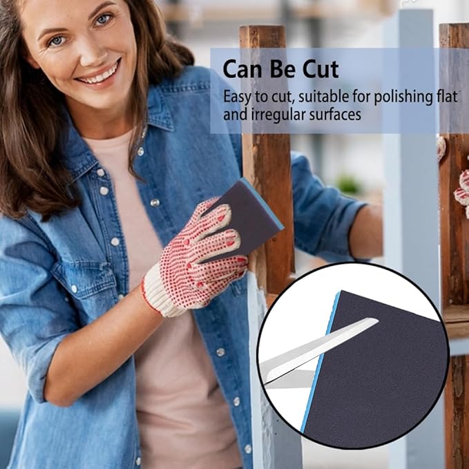 16 Pack 150 Grits Sanding Sponge Medium Sanding Block, Washable and Reusable Wet Dry Sandpaper Block Sandpaper Sponge for Wood Metal FurniturePaint and Drywall