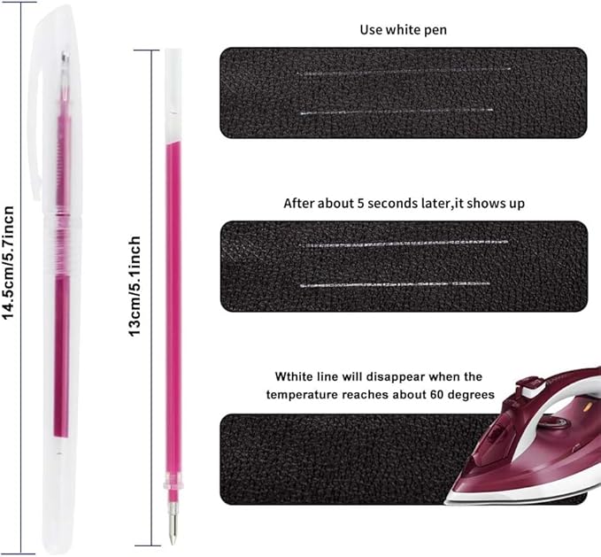 4 Colors Heat Erasable Pens: Fabric Marking Pens Auto-Vanishing Pen Sewing Friction Pens with 20pcs Replaceable Pen Refills for Sewing Quilting Dressmaking and Embroidery