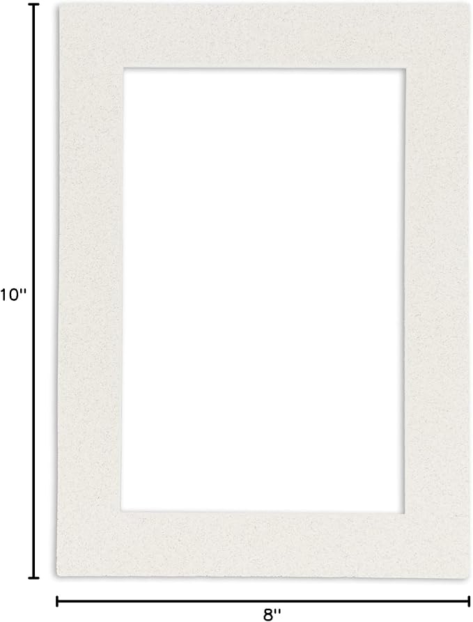 Pack of Ten Acid Free 8x10 Mats Bevel Cut for 6x8 Photos - Oyster Shell White Precut Matboards With Backing Boards and Self Seal Photo Mat Bags For Pictures, Photos, Framing - 4-ply Thickness