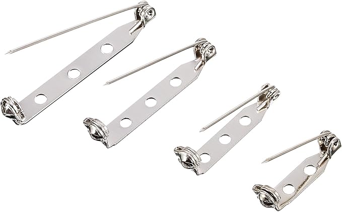 Shappy 100 Pieces Brooch Pin Backs Bar Pins Backs for Crafts Safety Clasp with Plastic Box, Gold and Silver, 4 Sizes, 20/25/32/38 mm