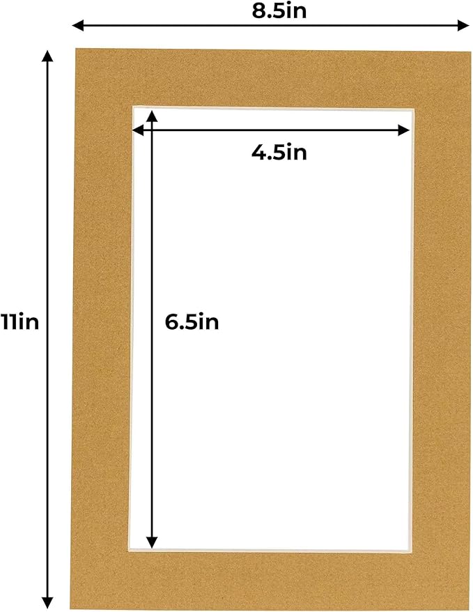 5x7 Mat for 8.5x11 Frame - Precut Mat Board Acid-Free Show Kit with Backing Board, and Clear Bags Rattan Beige 5x7 Photo Matte Made to Fit a 8.5x11 Picture Frame Matboard for Framing, Pack of 1 Mat