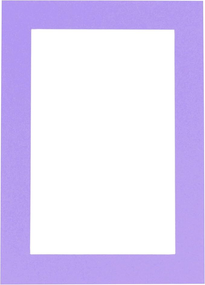 Pack of 25 Acid Free 8x10 Mats Bevel Cut for 5.5x8.5 Photos - Light Purple Precut Matboards With Backing Boards and Clear Photo Mat Bags For Pictures, Photos, Framing - 4-ply Thickness
