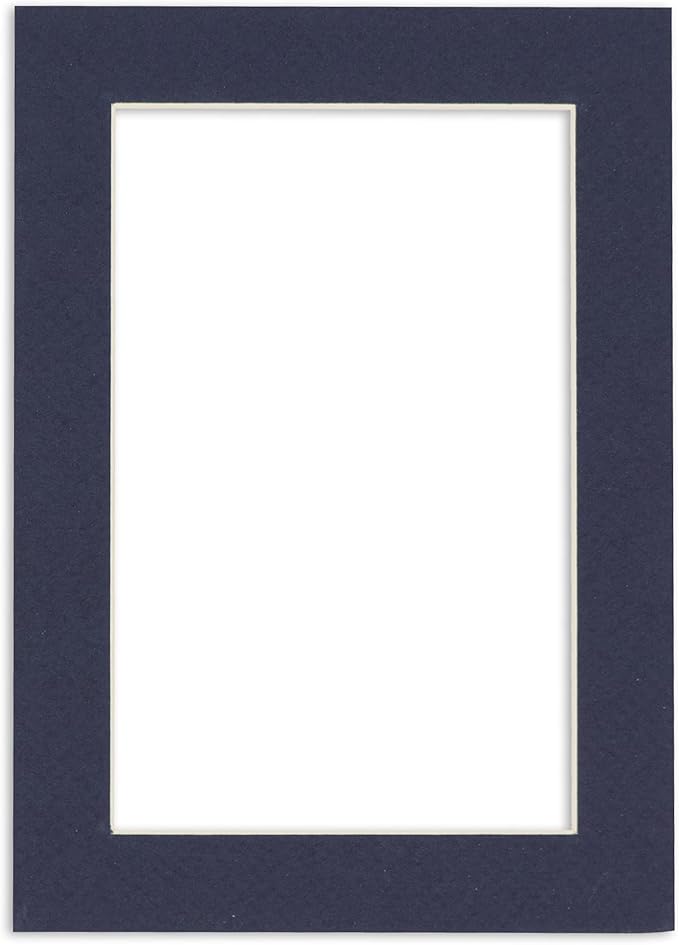 8x10 Mat Bevel Cut for 5.5x8.5 Photos - Acid Free Navy Precut Matboard With Backing Board and Crystal Clear, Self Seal Photo Mat Bag - For Pictures, Photos, Framing - 4-ply Thickness
