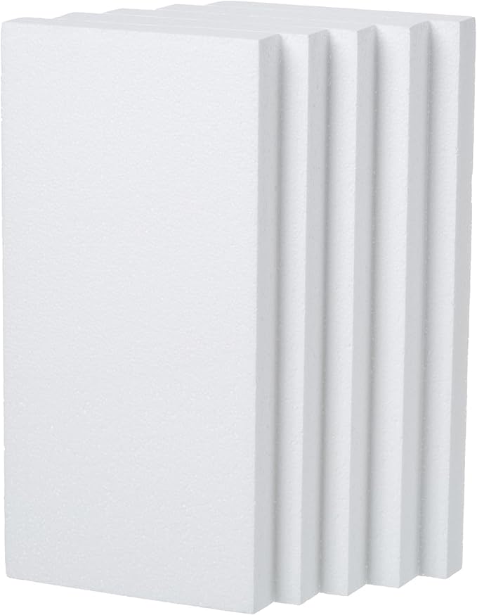 Crafare 5 Pack Craft Foam Blocks 12X6X1 inch Polystyrene Brick Rectangle for Arts School Projects Sculptures Floral Arrangements Modeling and Centerpieces