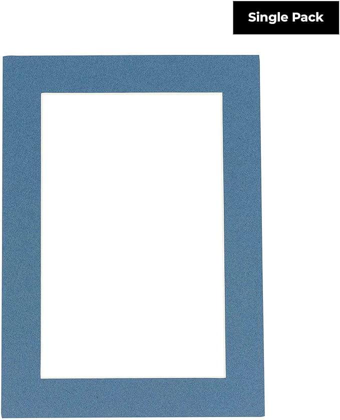 8x10 Mat Bevel Cut for 5.5x8.5 Photos - Acid Free Steel Blue Precut Matboard - For Pictures, Photos, Framing - 4-ply Thickness