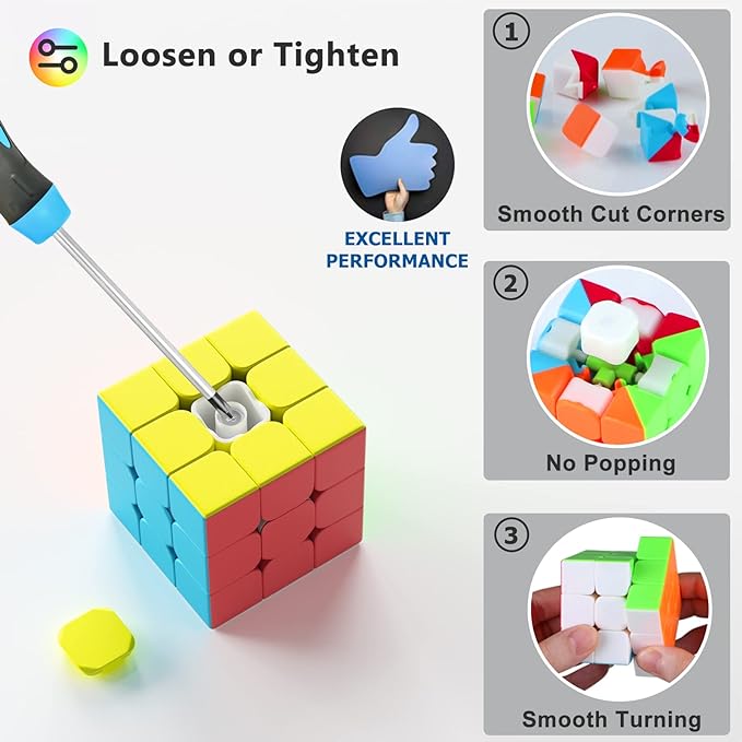 Full Size 3x3x3 Speed Cube Set, 2.2in Puzzle Party Favors Toy Stickerless Magic Cube Set, School Classroom Prize for Students, Birthday Party Stocking Stuffers Gifts for Kids Teens Adults(20 Pack)