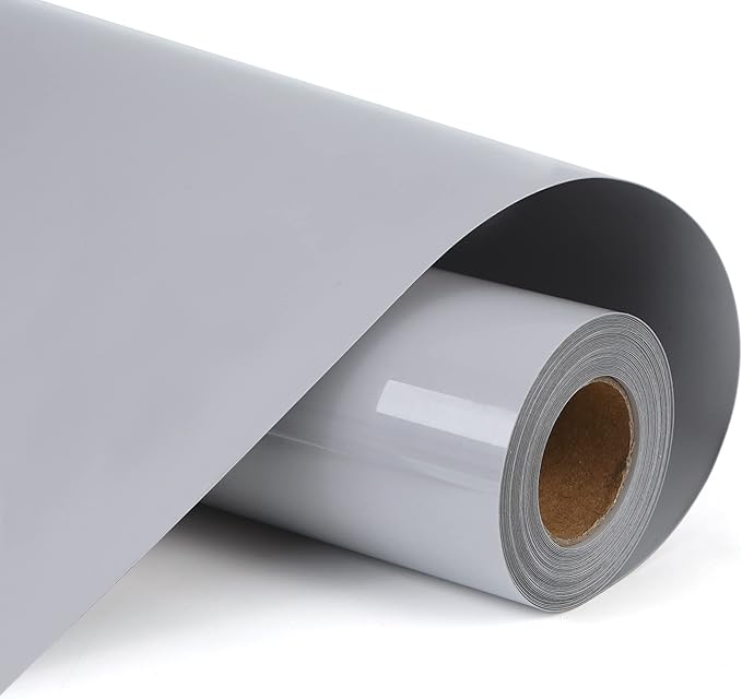 RENLITONG Grey HTV Iron on Vinyl 12Inch by 10ft Roll Heat Transfer Vinyl for T-Shirt HTV Rolls for All Cutter Machine - Easy to Cut & Weed for Heat Transfer Design