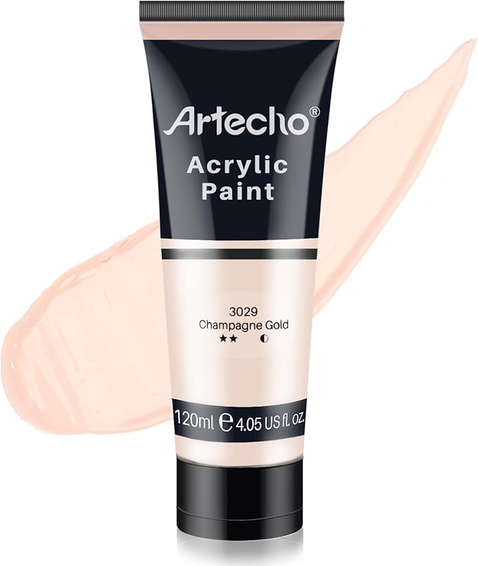 Artecho Acrylic Paint, Champagne Gold Paint (120ml / 4.05oz) Tubes, Art Craft Paints for Canvas, Rock, Stone, Wood, Fabric, Art Supplies