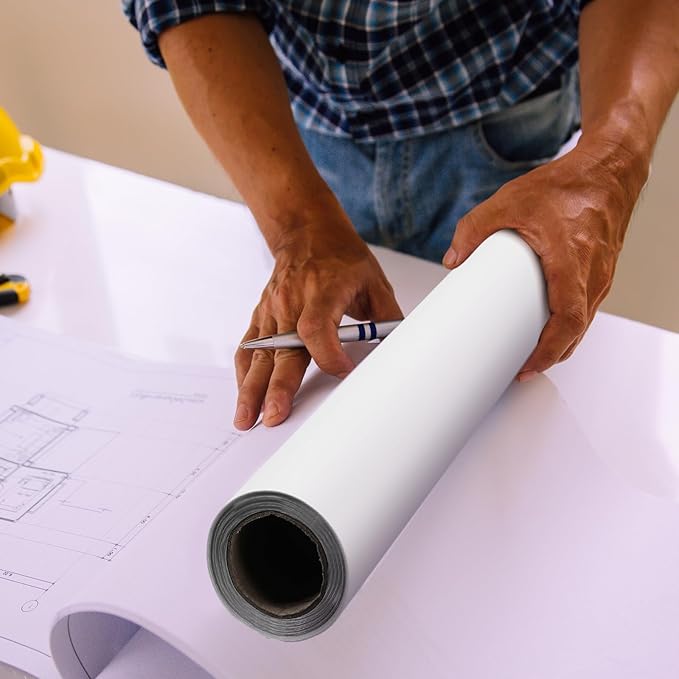 Ctosree 36" x 20 Yards 1000H Design Vellum Roll Architectural Vellum Paper White Translucent Drafting Paper Roll for Drawing Sketching Architecture Building