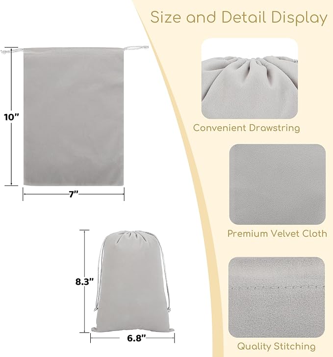 Velvet Drawstring Jewelry Bag, 50Pcs Grey Dice Bag, 7x10 Tarot Card Holder, Or Wrapping Halloween Party Favors, Small Bussiness, Toys, Board Game
