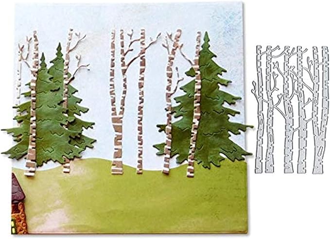 Lapoo Metal Cutting Die for Scrapbooking, 3D Backgrounds Frame New Cutting Dies DIY Album Card Making Decor Paper Craft Metal Die Cuts Party Wedding Decorations (Forest 3.6 x 6 in)