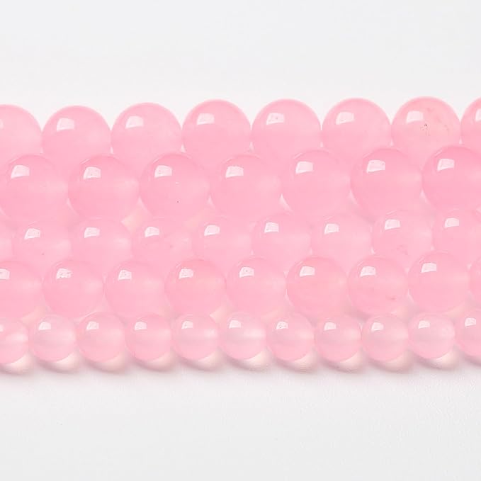32pcs Natural Light Pink Chalcedony Stone Beads for Jewelry Making - Energy Healing Power Stone - DIY Bracelet Necklace Accessories - 15" (12mm, Light Pink Chalcedony)