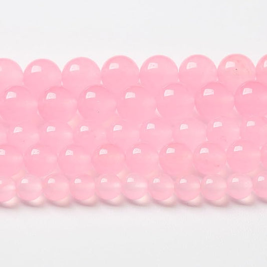 32pcs Natural Light Pink Chalcedony Stone Beads for Jewelry Making - Energy Healing Power Stone - DIY Bracelet Necklace Accessories - 15" (12mm, Light Pink Chalcedony)