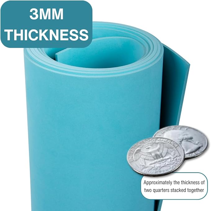 LotusFoam Large 3mm EVA Foam Sheet - 44"x 85" High Density Foam 130 kg/m3 for Cosplay, Costumes, Crafts, Flooring, Outdoor Use - 35 Colors (Sea Blue) - Sea Blue