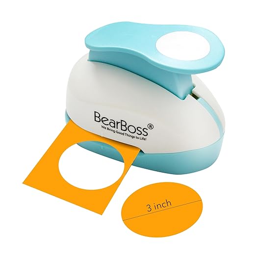 BearBoss 3 Inch Circle Punch, Hole Punch Shapes, Paper Punch Set for Scrapbooking Festival Paper Greeting Card DIY Albums Photos (Classic White)