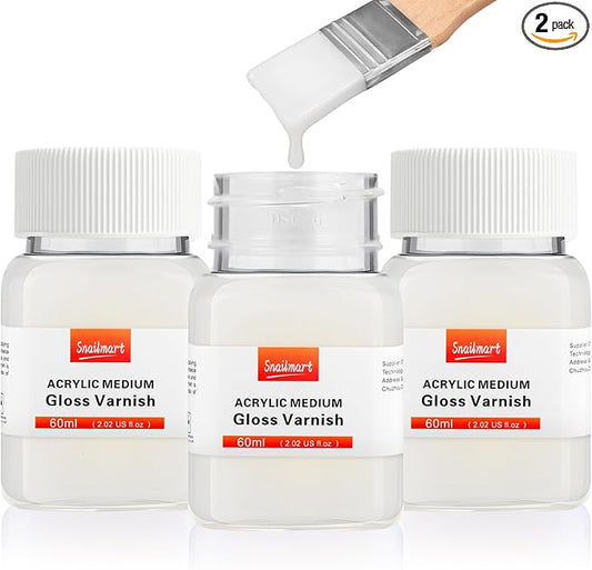 3Pcs Gloss Varnish for Acrylic Painting, 180ml Acrylic Varnish Clear Coat, Non-Yellowing, Non-Toxic for Artwork, Acrylics Paint, Suitable for Pro Artists, Hobby Painter