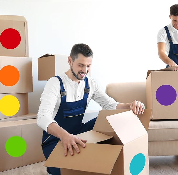 STARLIBOO 6" Round Large Colored Stickers Labels, Dots Circles Stickers for Moving, School, Home, Office, Business- 6 Colors