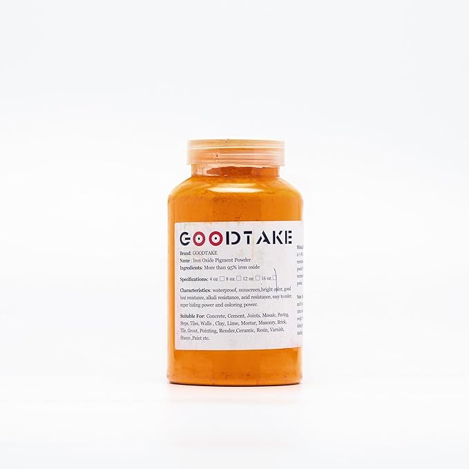 GOODTAKE Concrete Pigment, Tangerine Yellow Iron Oxide Pigment Powder, Concrete Cement Dye Color for Pastel Tile Mortar Grout (Tangerine Yellow, 2 Pounds)