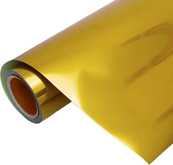 Threadart Metallic Gold Heat Transfer Vinyl Film | Custom Cut Roll 20" Wide by The Yard | Compatible with Venture Explore and Maker, Silhouette Cameo, & Large Format Cutters