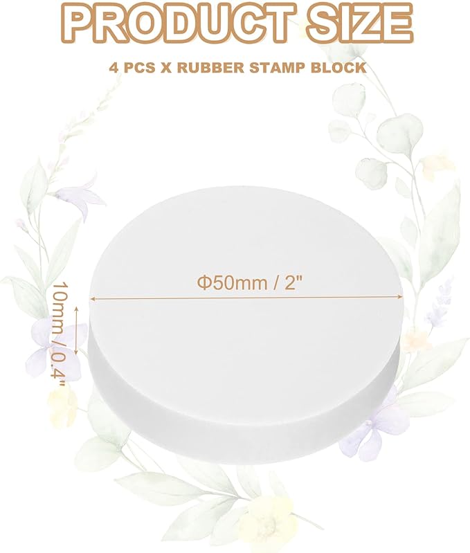 PATIKIL 4Pcs 2" Rubber Carving Blocks, Soft Linoleum Art Carving Block Round Crafts Stamp Making for Printmaking Stamps Carving Supplies, White