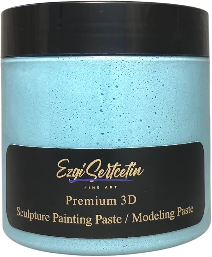 3D Sculpture Painting Paste|Texture Paste|Decorative Plaster|Ready to Use|Unique Metallic Pearl and Neon Colors|Ideal for Artwork|Stencil|Flowers|Texture and Art Relief|6 oz | (Blue Marine)