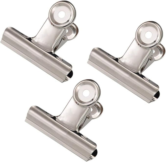 Coideal Silver Metal Hinge Clips - 20 Pack 2 Inch Large Bull Binder Paper Clips Clamp for Office Pictures Photos, Kitchen Food Bags (50mm)