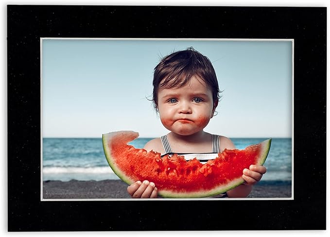 Pack of 25 Acid Free 8x10 Mats Bevel Cut for 5.5x8.5 Photos - Black Suede Precut Matboards For Pictures, Photos, Framing - 4-ply Thickness