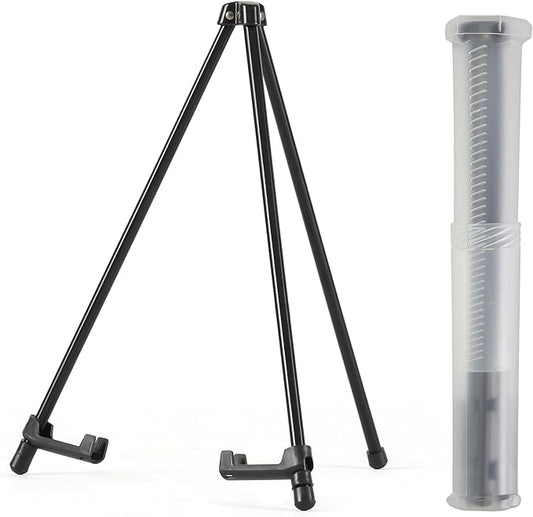 14" High Tabletop Instant Display Easel - Black Steel Small Tripod Easel Stand with Adjustable Holders for Pictures, Paintings, Posters and Store Signs(1 Pack)