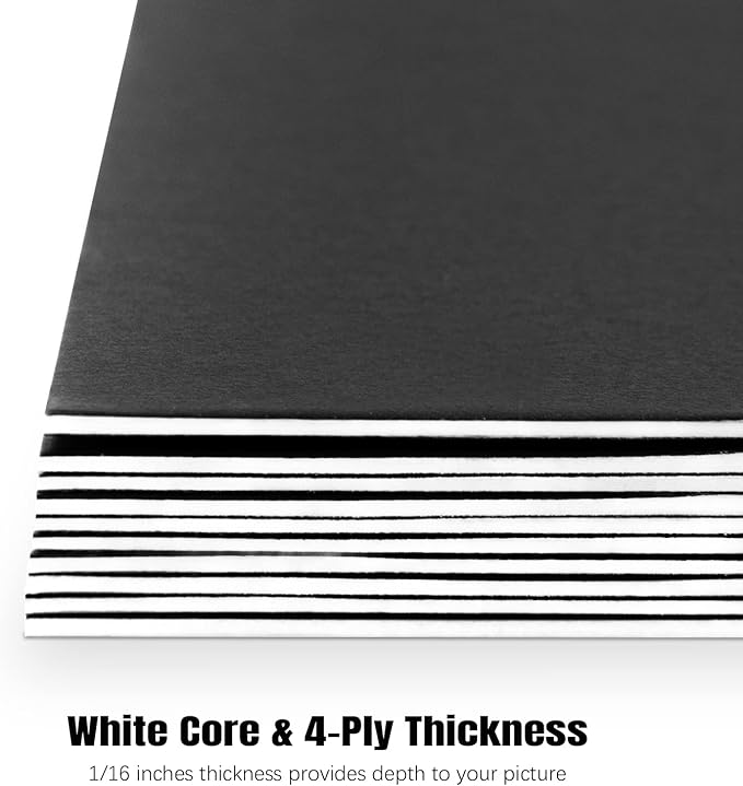 AUEAR, 15 Pack 12x12 Uncut Matte Boards Black Photo Mat Board Great for Picture Framing, Print, Artwork