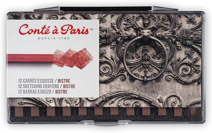 Conté à Paris 12 Count Sketching Crayons Set, Bistre