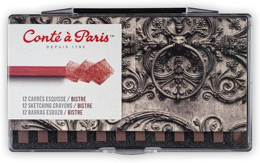 Conté à Paris 12 Count Sketching Crayons Set, Bistre