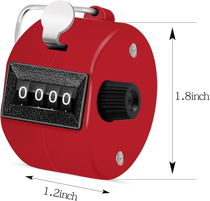 12 Pcs Hand Tally Counter 4-Digit Lap Counter Clicker, Manual Mechanical Handheld Pitch Click Counter with Finger Ring for School Golf & Knitting Row Croche