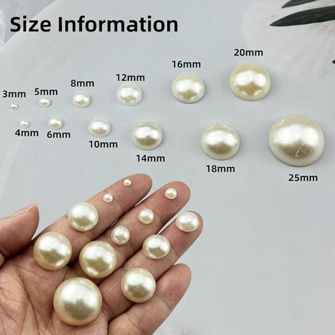 100pcs 18mm Half Pearls for Crafts Flatback Half Round Pearl Beads for Jewelry Making Nail Art Scrapbook Craft Wedding Dress Decoration(Ivory White)