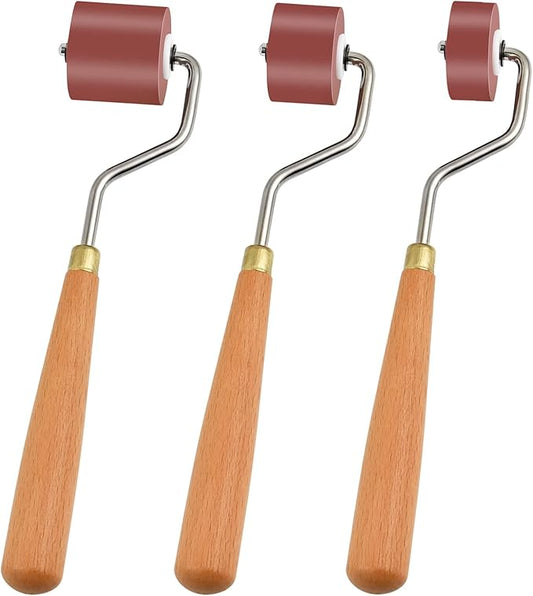 Milkary Rubber Rollers Brayer, 3 Pcs Brayer Ink Roller with Comfort Grip for Print, Craft Stamping Brayers, Stamping Tools