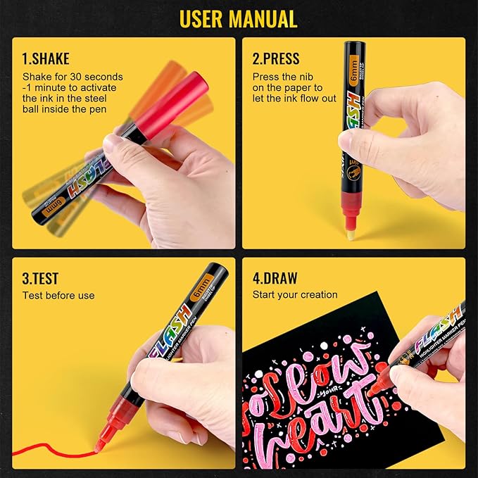 SFAIH Liquid Chalk Markers - 24 Colors 0.7-1mm Fine Tip, Non-Toxic Chalk Pens for Chalkboard Calendar, Acrylic, Glass, Menus, Labels, Signs, Wet Wipe, Zero Dust, Ideal for Home, Business or Bistro