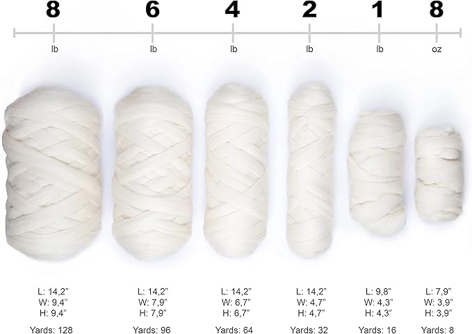 Natural Wool Bulk 2 lb roving, Best Wool for Spinning, arm Knitting, Felting, Chunky Blankets and Tapestry. Natural Colors, un-Dyed Fiber Yarn. (Ecru, 2 lb)